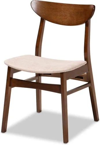 Miniatura 4 de Baxton Studio Parlin Mid-Century - Juego de 4 sillas de comedor de madera con acabado de madera de color beige claro de transición moderna
