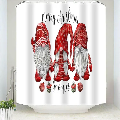 Miniatura 9 de Cortinas de ducha de gnomo para baño, bonita cortina de ducha de tela de gnomo de Navidad con ganchos incluidos, 66 x 72 pulgadas A1