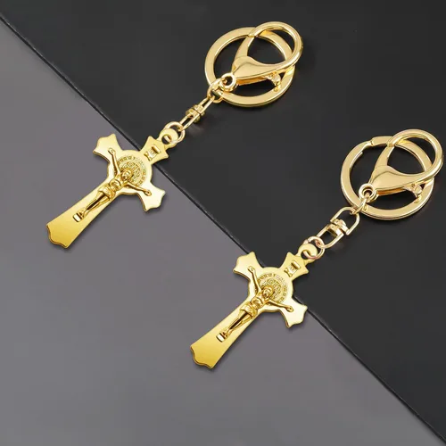 Miniatura 7 de 10 piezas de medallas de metal de San Benito con cruz, dijes de rosario, centro INRI, crucifijo, cuentas colgantes, joyería católica DIY, regalos