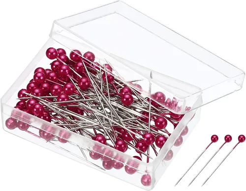 Miniatura 19 de PATIKIL Alfileres de costura perlados, 1 juego de agujas de cabeza de bola de acero inoxidable para decoración de modista, color azul