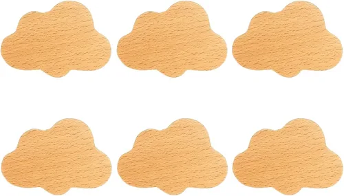 6 pomos de madera decorativos en forma de nube para cajones con tornillos, pomos de madera para puertas de gabinete, pomos de cajones de muebles