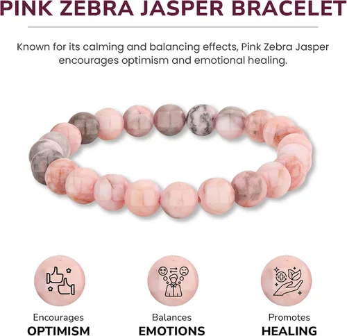 Miniatura 20 de Crystal Vibe Pulseras de cuentas de 0.315 in para mujeres y hombres, pulseras de cristal con piedras preciosas naturales, tamaño elástico ajustable