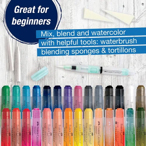 Miniatura 4 de Faber-Castell Set de regalo Gelatos: 28 crayones de gel de acuarela y suministros de arte para pintura, dibujo y diario, lápices de pigmentos