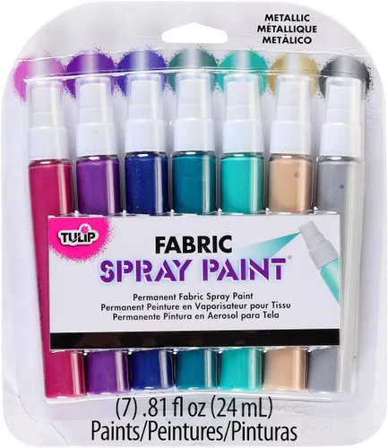 Tulip Pintura para tela, aerosol permanente sobre pintura, paquete de 7 unidades metálicas