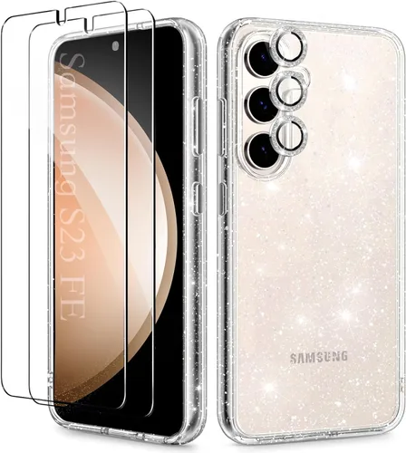 Miniatura 11 de KIOMY Funda transparente con purpurina para Samsung Galaxy S23 5G con protector de lente de cámara Diamond Sparkle y 2 paquetes de protectores