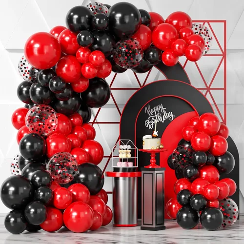 Miniatura 11 de Bezente Kit de guirnalda de globos de oro negro, 100 globos de confeti cromado metálico dorado negro y dorado con cinta para Año Nuevo 2026, boda