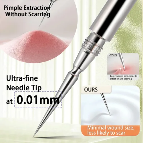 Miniatura 3 de Aguja profesional 2 en 1 para eliminar acné de acero inoxidable, herramienta de eliminación de puntos blancos y puntos negros, herramienta