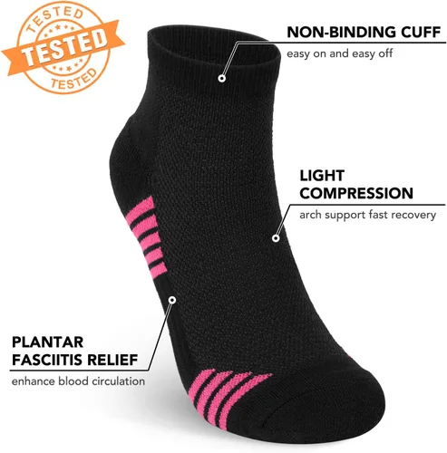Miniatura 3 de 5 pares de calcetines de compresión de cobre para mujeres y hombres, calcetines de tobillo para fascitis plantar con soporte de arco para atletismo