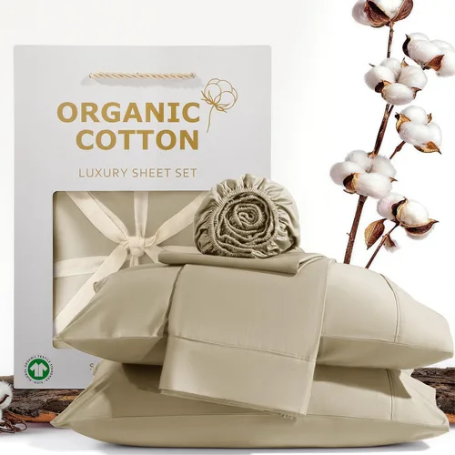 Miniatura 8 de SONORO KATE 100% Organic Cotton Sheets Set - 1000 High Thread Count, GOTS Certified Long Staple Cotton Bed Sheets, Soft, Breathable 5-Star Hotel