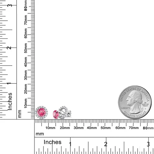 Miniatura 42 de Gem Stone King Aretes redondos de plata de ley 925 de 0.236 in con piedra natal extraíble para mujer