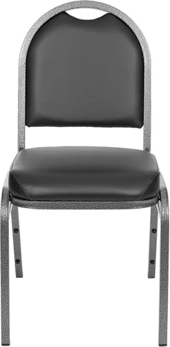 Miniatura 4 de OEF Furnishings OEF9210-SV/2 Silla apilable de grado comercial para banquetes (vinilo negro, marco recubierto de polvo plateado, paquete de 2)