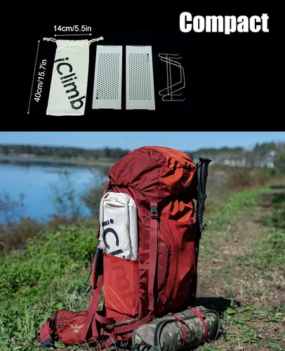 Miniatura 8 de iClimb Mini mesa plegable individual ultraligera y compacta para mochileros, camping, senderismo, playa, picnic (azul - S)