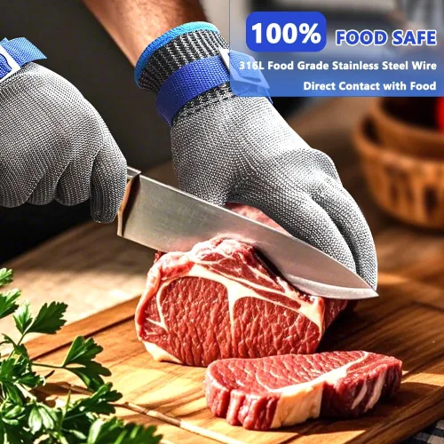 Miniatura 3 de Guantes de malla de malla de acero inoxidable de nivel 9 para cortar ostras Shucking Chopping Butcher