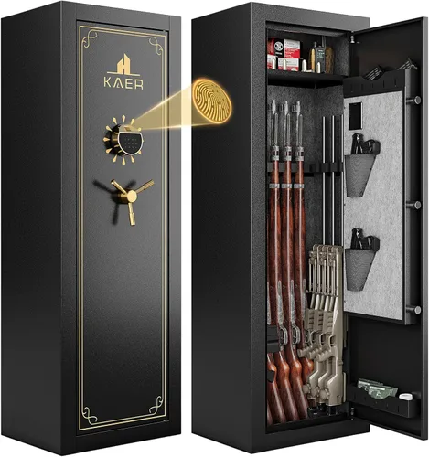 KAER 15 Caja Fuerte Ensamblada - Caja Fuerte Biométrica de Huella Dactilar para Rifles y Pistolas, Caja Fuerte Grande para Rifles Largos y Escopetas