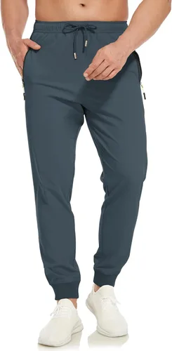 Miniatura 2 de SPOSULEI Mens Lightweight Athletic Joggers Hiking Sweatpants Quick Dry Running Workout Tapered Pants with Zipper Pockets