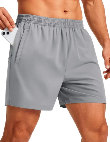 Miniatura 13 de MAGCOMSEN Pantalones cortos deportivos para hombre, 5 pulgadas, ligeros, para baloncesto, correr, entrenamiento, con bolsillos con cremallera