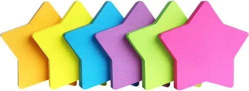 Miniatura 2 de SIMONA - Notas adhesivas en forma de estrella de 6 colores brillantes, bloc de 75 hojas autoadhesivas (6 blocs)