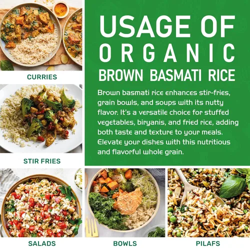 Miniatura 7 de Jiva - Arroz Basmati orgánico integral de 10 libras, calidad premium de la India