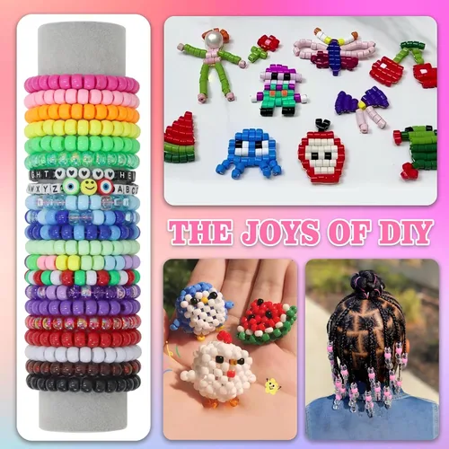 Miniatura 4 de LIS HEGENSA Kandi - Juego de cuentas de pony a granel, para hacer collares, joyas, trenzar el cabello, pulseras, cuentas de plástico