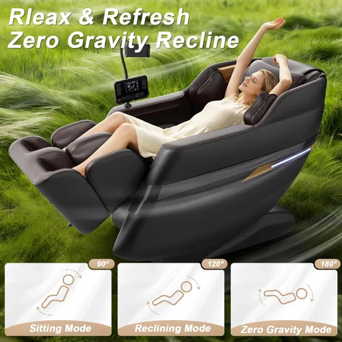 Miniatura 4 de FURNIMAT Silla de masaje de cuerpo completo, silla de masaje Shiatsu 3D SL-Track de gravedad cero con control AI, escaneo corporal, bolsas de aire