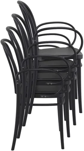 Miniatura 8 de Compamia Victor XL Silla de resina para exteriores, color negro (juego de 2)