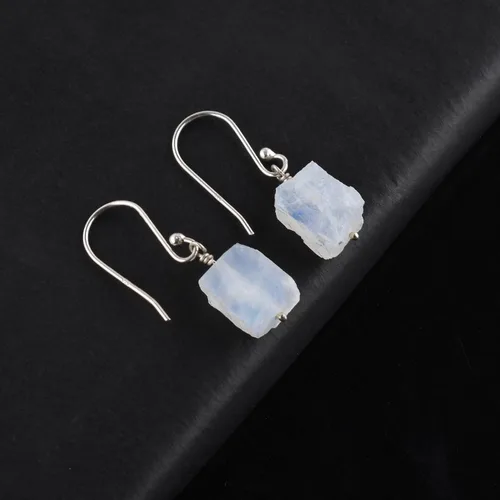 Miniatura 5 de Aretes colgantes de cristal crudo para mujeres y niñas Joyas de piedras preciosas naturales Joyas de piedra natal Plata de ley 925 Aretes