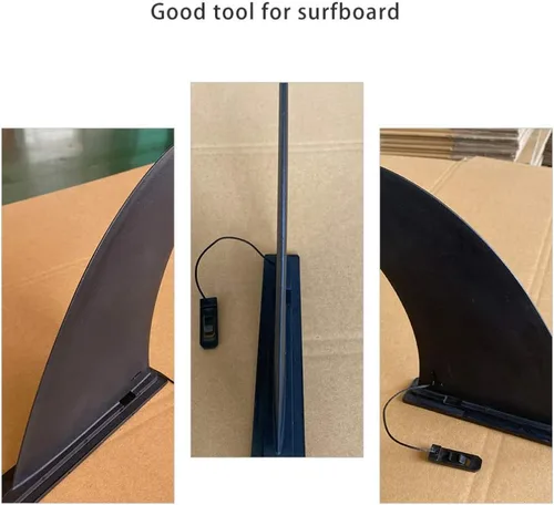 Miniatura 4 de BESPORTBLE 1 unid aleta inflable desmontable para tabla de surf ligero negro Sup Slide grande pescado aleta agua para paddleboarding