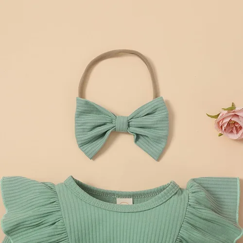 Miniatura 4 de MERSARIPHY Conjunto de mameluco de otoño para bebé niña con volantes, manga larga, a cuadros, overol con diadema
