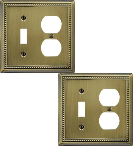 Miniatura 33 de OKAWYC Cubierta de Interruptor de Luz de Tomacorriente Dúplex Individual Belaire de Metal con Cuentas para Pared, Paquete de 4 Latón Antiguo 1 Gang