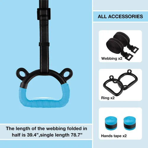 Miniatura 2 de EXQ Home Anillos de gimnasia para niños, anillos de dominadas para ejercicio de niños, anillo para gimnasia en interiores, anillos de gimnasia
