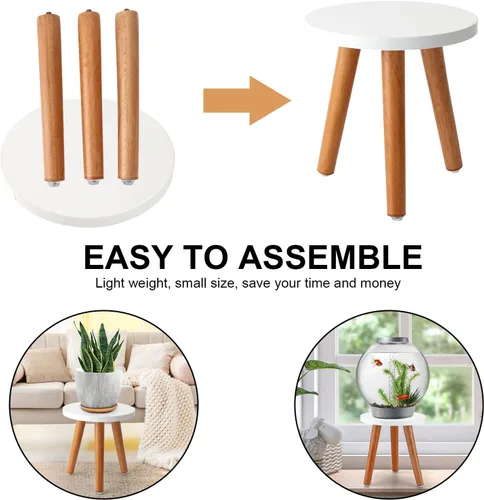 Miniatura 7 de A2 - Soporte alto para plantas de interior, mesa auxiliar redonda de madera con soporte para macetas, decoración moderna del hogar