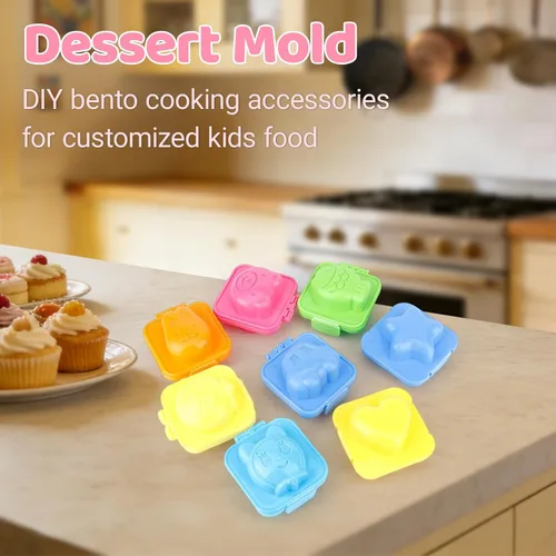 Miniatura 4 de 8 moldes cuadrados para huevos duros, molde de silicona antiadherente para bolas de arroz de sushi, accesorios de cocina bento para alimentos