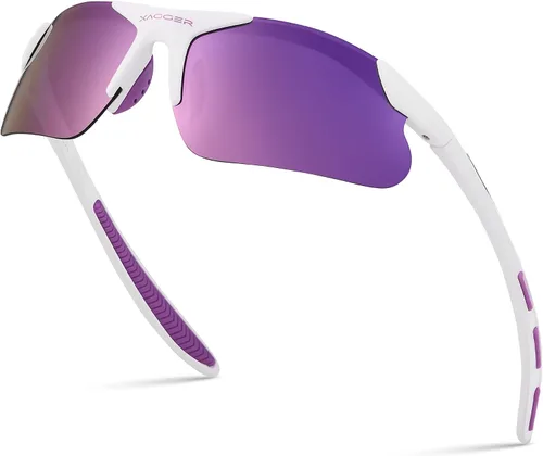Miniatura 18 de Gafas de sol deportivas polarizadas para niños y niñas, gafas de béisbol y sóftbol, montura TR90 Negro Espejo azul hielo