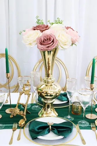 Miniatura 7 de Rosas artificiales, rosas artificiales, rosa falsa de seda, flores falsas de aspecto real con tallos para ramos de boda, mesas, centros de mesa