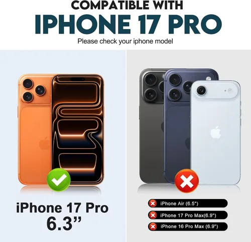Funda tipo cartera para iPhone 17 Pro, piel sintética, con bloqueo RFID, soporte magnético de TPU a prueba de golpes, compatible con iPhone 17 Pro,