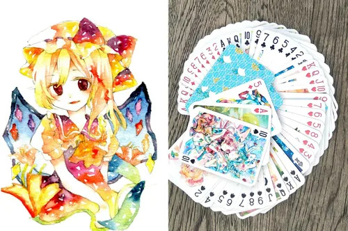 Miniatura 6 de Cartas de juego de anime # Baraja de póquer 54 cartas todas diferentes # Touhou Lindo divertido Neko Anime Manga Carteles Fanart