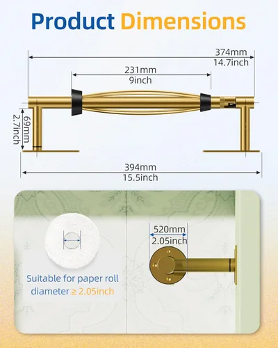Miniatura 6 de Toallero de papel con efecto de amortiguación (oro cepillado)