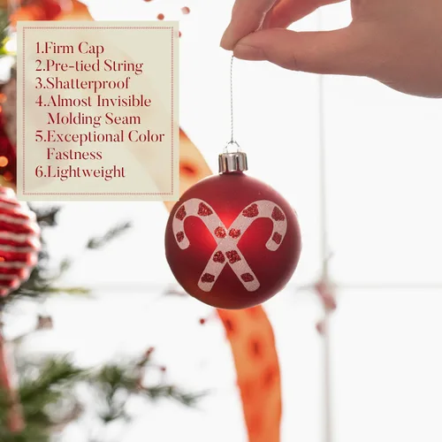 Miniatura 5 de Valery Madelyn Juego de adornos de Navidad, juego de adornos de bolas de Navidad inastillables de 16 quilates, color rojo y blanco, 2.36 pulgadas