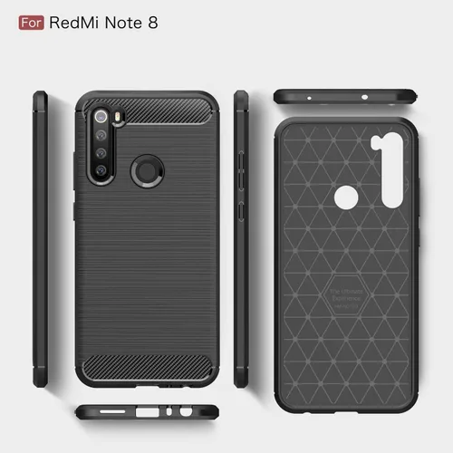 Miniatura 9 de Funda compatible con Xiaomi Redmi Note 8, diseño de textura de fibra de carbono y diseño de textura de cuero, contraportada antiarañazos, absorción