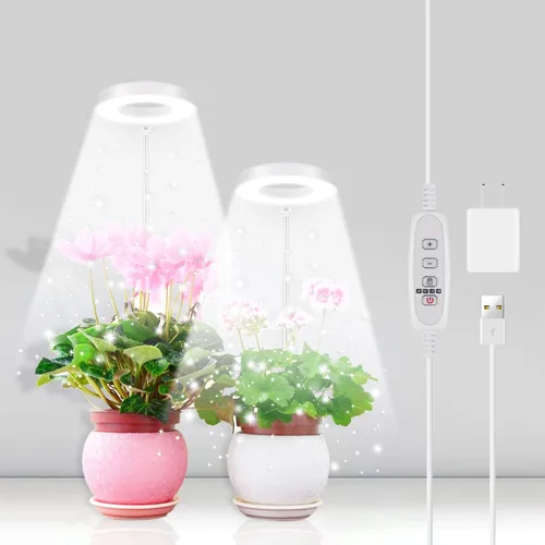 GYTF Paquete de 2 luces de cultivo Halo para plantas, lámpara LED blanca de espectro completo de 6000K para plantas de interior, suculentas, mini