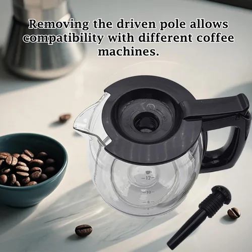 Miniatura 3 de Jarra de café universal de repuesto de vidrio de 12 tazas, compatible con múltiples marcas de cafetera, mango negro