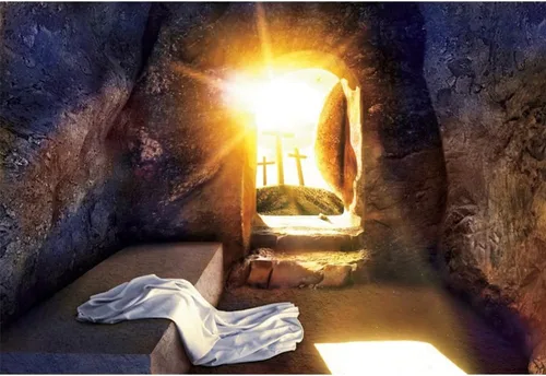 Leowefowa Telón de fondo de Pascua de Resurrección de Jesús de tela suave y duradera, 5 x 3 pies, control remoto de salida del sol, cruz sagrada,