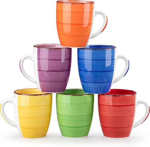 Miniatura 10 de Vancasso Bonita Juego de 6 Tazas de Café de 12 Oz, Tazas de Cerámica para Cappuccino, Café con Leche, Té, Cacao, Colores Frescos