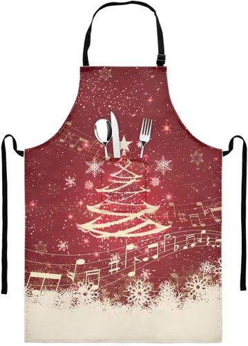 Miniatura 29 de GIFTPUZZ Delantal de chef para mujer con lazo largo y bolsillo frontal con correas