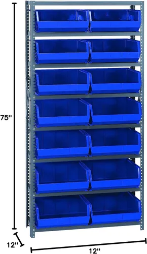 Miniatura 250 de Quantum QSBU-245BK Heavy Duty Shelving Unit with (7) Shelves and (24) QUS245 Black Bins for Garage Warehouse Storage Distribution 400 lb Load