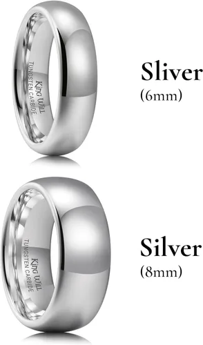 Miniatura 113 de King Will Alianza de boda de carburo de tungsteno para hombres y mujeres, anillos de promesa para parejas abovedados de alto pulido