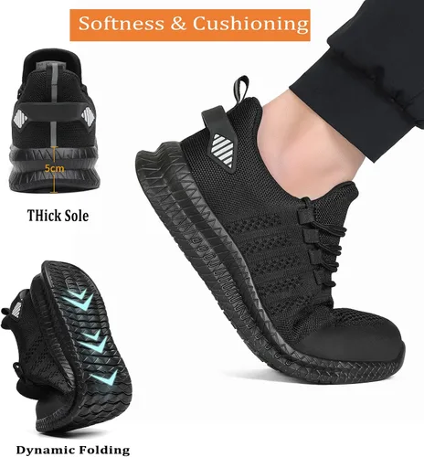 Miniatura 6 de Zapatos de punta de acero para hombres y mujeres, cómodos, ligeros, zapatos de seguridad para el trabajo, a prueba de pinchazos, antideslizantes