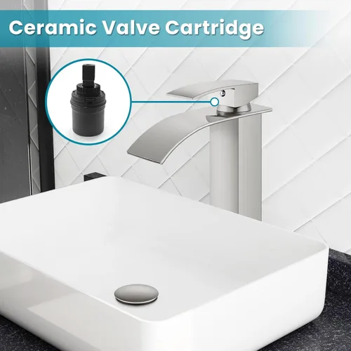 Miniatura 6 de gotonovo Grifo de Cascada Alto para Baño de Una Sola Manija, Grifos de Baño para Lavabo de 1 Agujero, Grifo de Lavabo de Acero Inoxidable Moderno
