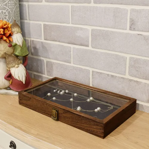 Miniatura 7 de Alhajerocaja para almacenar cuentas con tapa de vidrio templado y terciopelo negro. Caja de muestra de medallas, premios, alhajas y cuchillos.