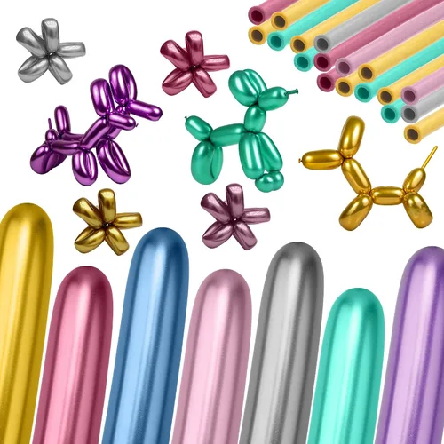Miniatura 8 de Globos dorados de 260, 50 globos largos para atar arco de globos, globos mágicos de látex largos y delgados para torcer a granel para cumpleaños